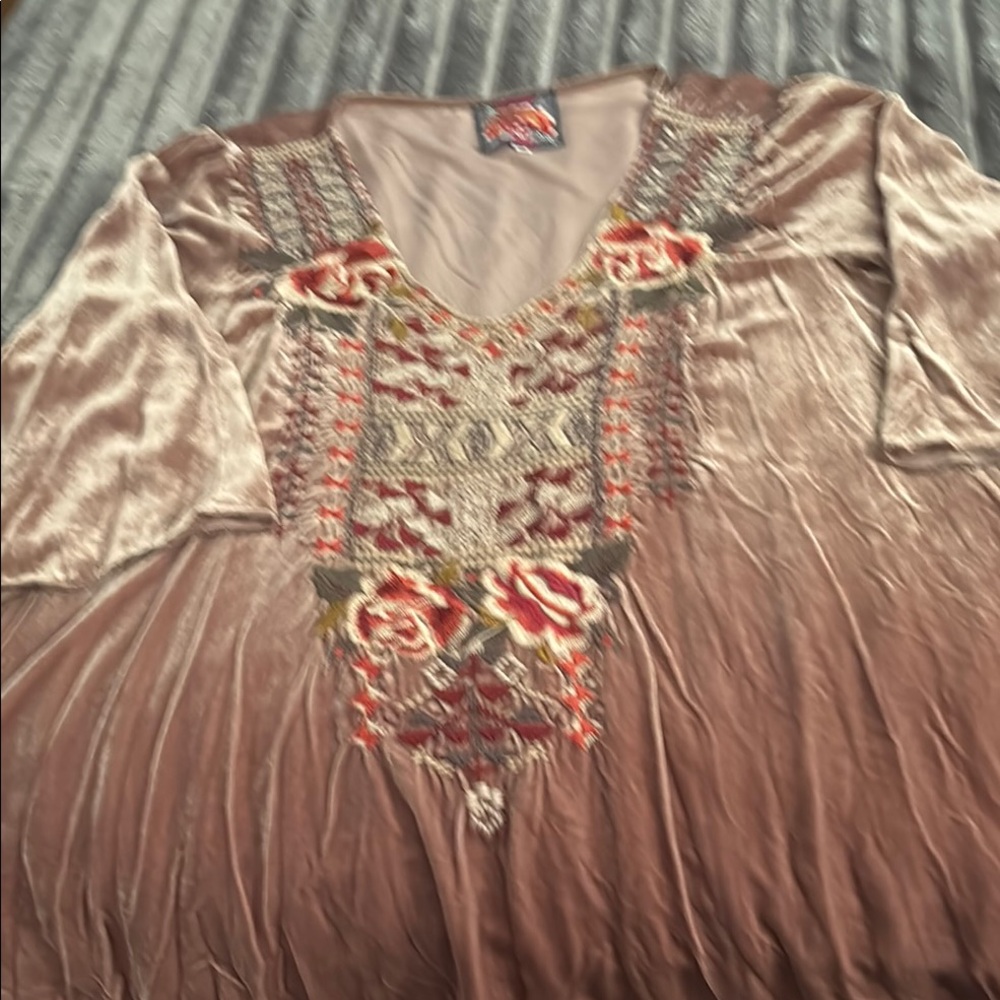Johnny Was Floral Embroidered Top